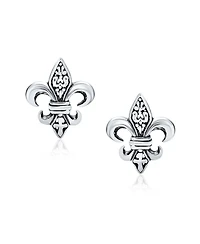 Bling Jewelry Set of 2 Fleur De Lis Stud Earrings in Oxidized and Polished Sterling Silver