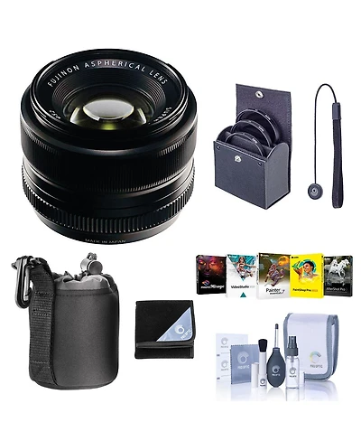 Fujifilm Xf 35mm f/1.4 Lens, Bundle with 52mm Filter Kit, Lens Pouch, Capleash, Cleaning Kit, Lens Wrap, Mac Software Package