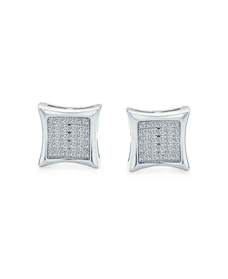 Bling Jewelry Set of 2 Square Cubic Zirconia Micro Pave Cz Kite Stud Earrings Gold Sterling Silver