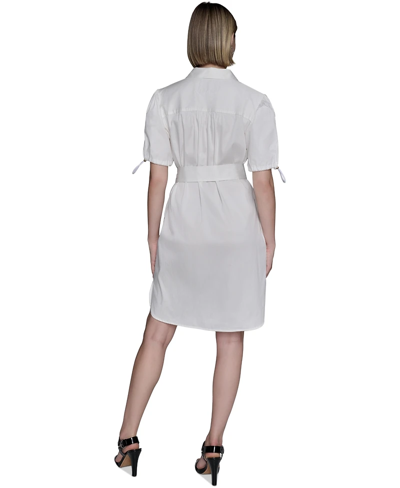 Karl Lagerfeld Paris Petite Embroidered Button-Front Dress