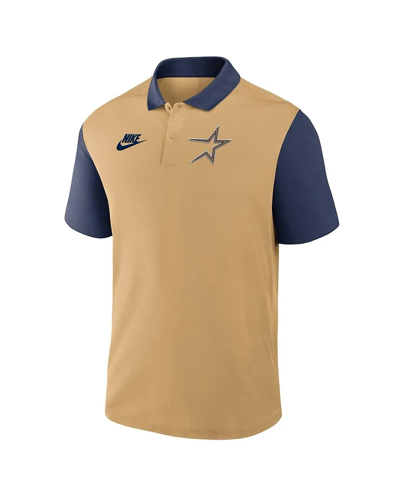 Nike Men's Gold/Navy Houston Astros Cooperstown Collection Color-Block Victory Performance Polo Shirt