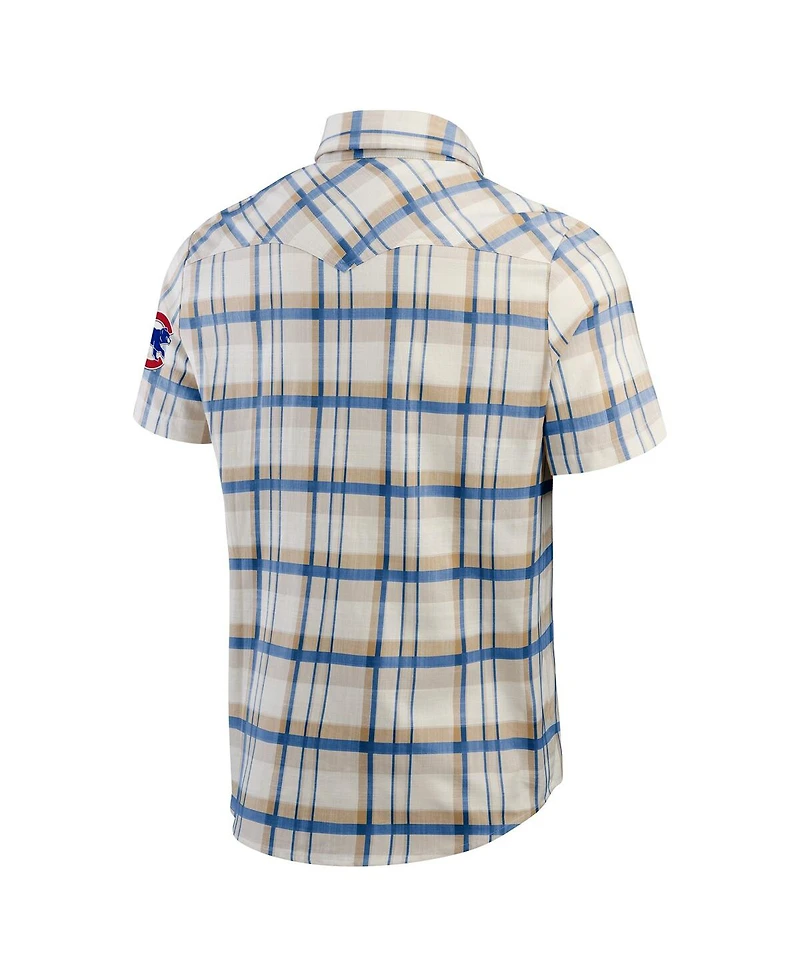 Fanatics Men's Royal Chicago Cubs Plaid Full-Snap Shirt