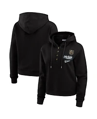 Wear By Erin Andrews Women's Black Vegas Golden Knights Waffle-Knit Pullover Hoodie