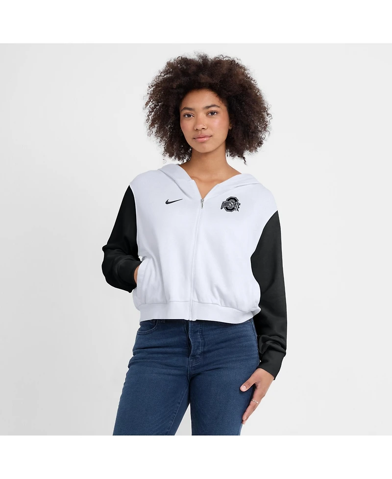 Nike Women's White Ohio State Buckeyes Beyond Capability Color Block Script Full-Zip Hoodie