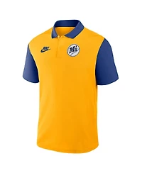 Nike Men's Gold/Royal Seattle Mariners Cooperstown Collection Color-Block Victory Performance Polo Shirt