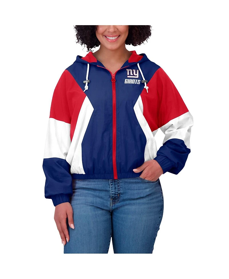 Wear By Erin Andrews Women's Royal New York Giants Color Block Full-Zip Windbreaker Jacket