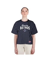 New Era Women's Navy Houston Astros 2025 City Connect Boxy Pinstripe T-Shirt