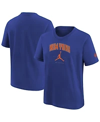 Jordan Big Boys and Girls Blue New York Knicks Essential Cities T-Shirt
