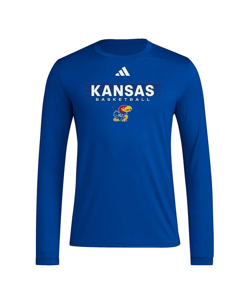 Adidas Men's Royal Kansas Jayhawks Locker On-Court the Fade Long Sleeve T-Shirt