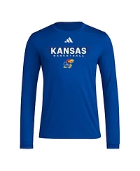 Adidas Men's Royal Kansas Jayhawks Locker On-Court the Fade Long Sleeve T-Shirt