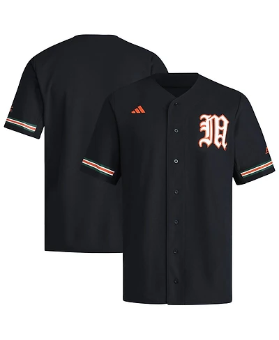 Adidas Men's Black Miami Hurricanes V-Neck Baseball Jersey