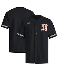Adidas Men's Black Miami Hurricanes V-Neck Baseball Jersey