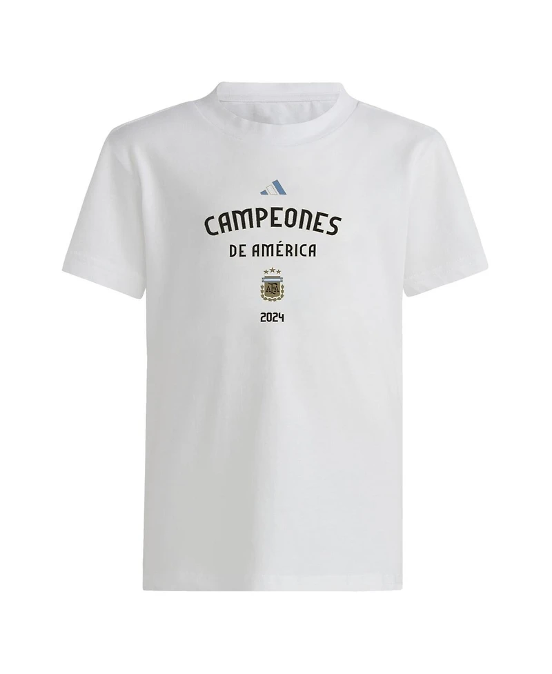 Adidas Big Boys and Girls White Argentina National Team 2024 Copa America s T-Shirt
