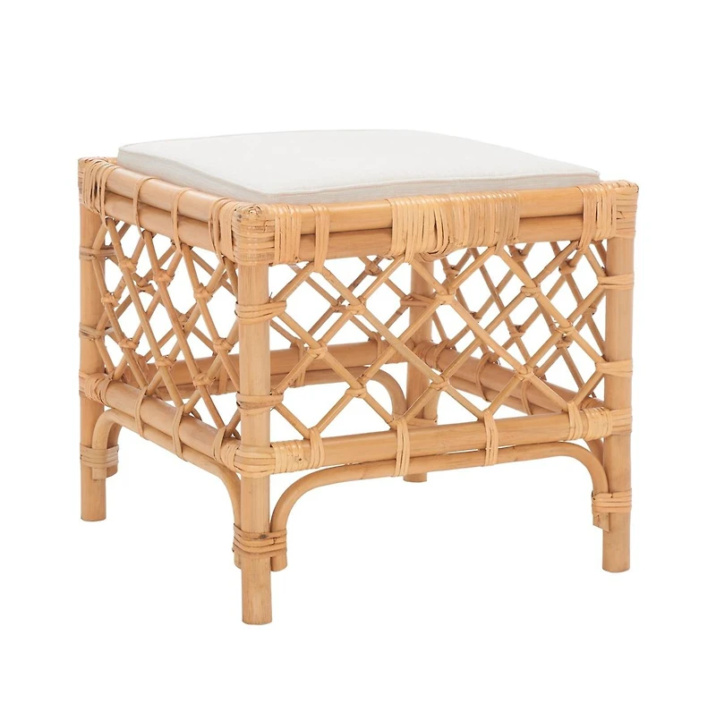 Larroux Rattan Ottoman W/ Cush