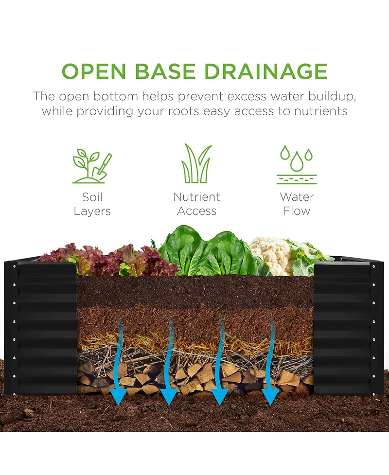Best Choice Products 4x2x2ft Outdoor Metal Raised Garden Bed, Planter Box for Vegetables, Flowers