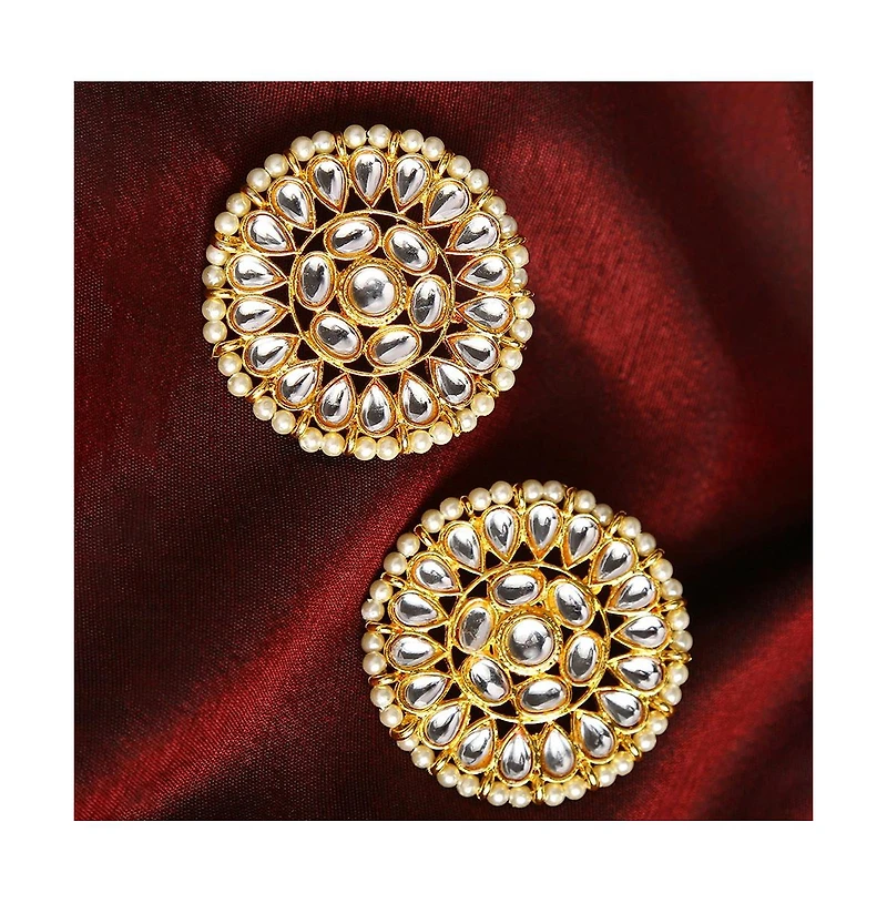 Sohi Women's Gold-Plated Stone Stud Earrings