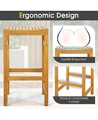 5 Pcs Acacia Wood Bar Table Set 45" Rectangular Dining Table & 4 Saddle Stools