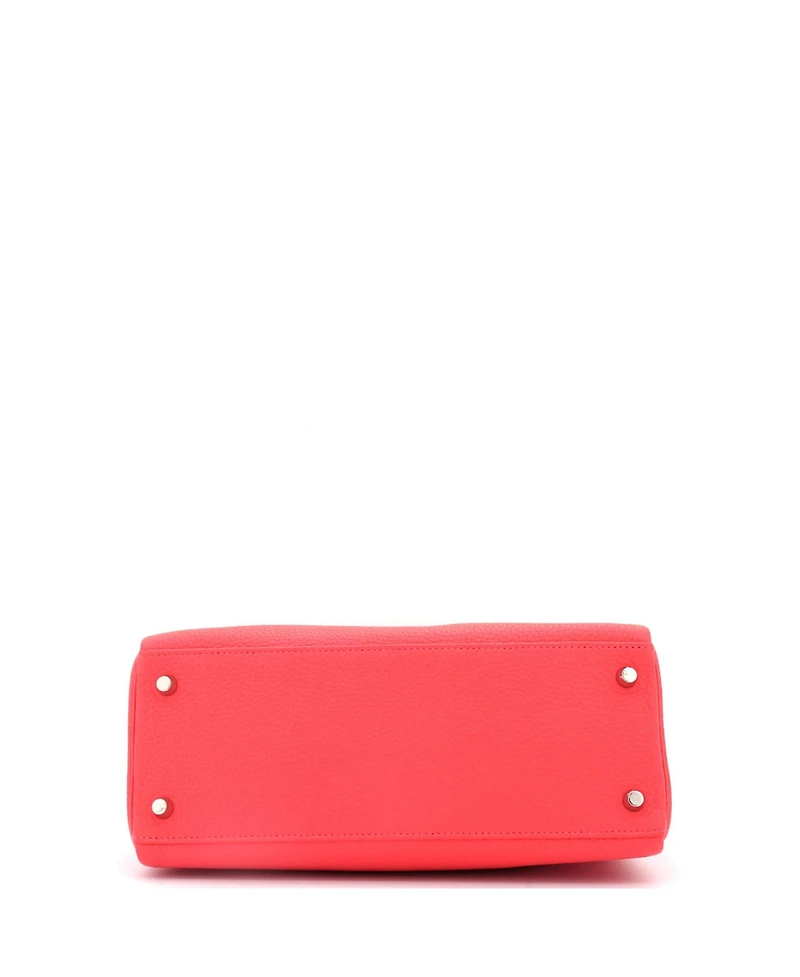 Pre-Owned Hermes Kelly 28 Handbag Red Clemence with Palladium Hardware