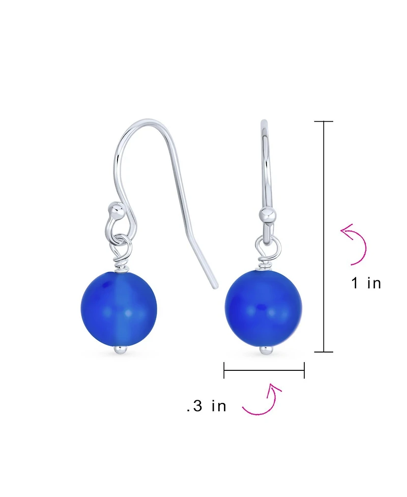 Bling Jewelry Set of 2 Simple Natural Multi Stones 8MM Bead Drop Ball Earrings Sterling Silver