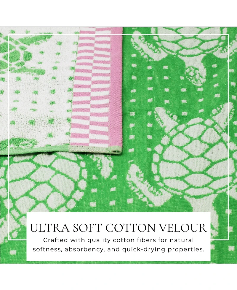 Linery & Co. 100% Cotton Jacquard 2 Pack Summer Beach Towels, 30" x 60"
