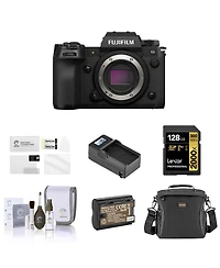 Fujifilm X-H2S Mirrorless Digital Camera Body, Black Bundle with 128GB V90 Sd Memory Card, Shoulder Bag, Battery, Smart Charger, Screen Protector, Cle