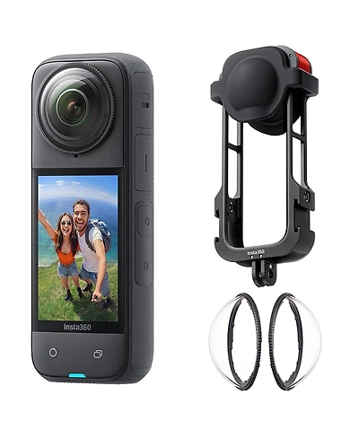 Insta360 X4 8K 360 Action Camera, Black, Bundle with Premium Lens Guards and Utility Frame