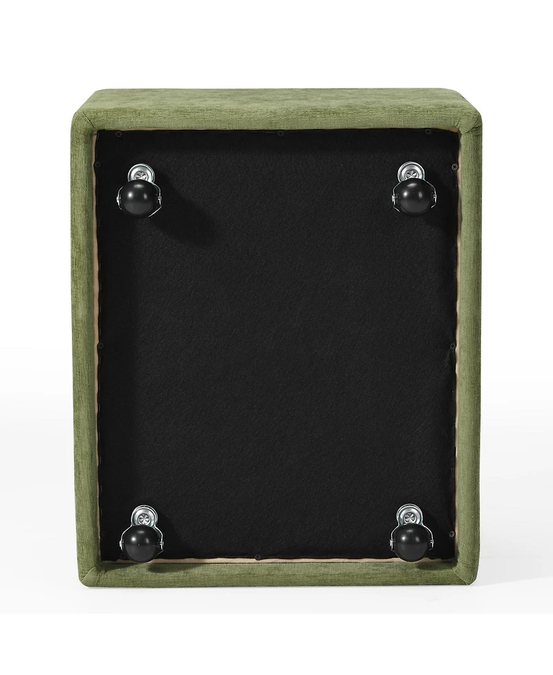 Modern Upholstered Chenille Armless Dining Chairs With Casters (Set of