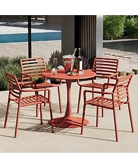 Outdoor Stackable Polypropylene Plastic Resin Dining Armchairs (Set of 4)