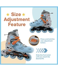 C7skates Adjustable Youth Inline Skates with Light Up Wheels (Wave Rider, size L)