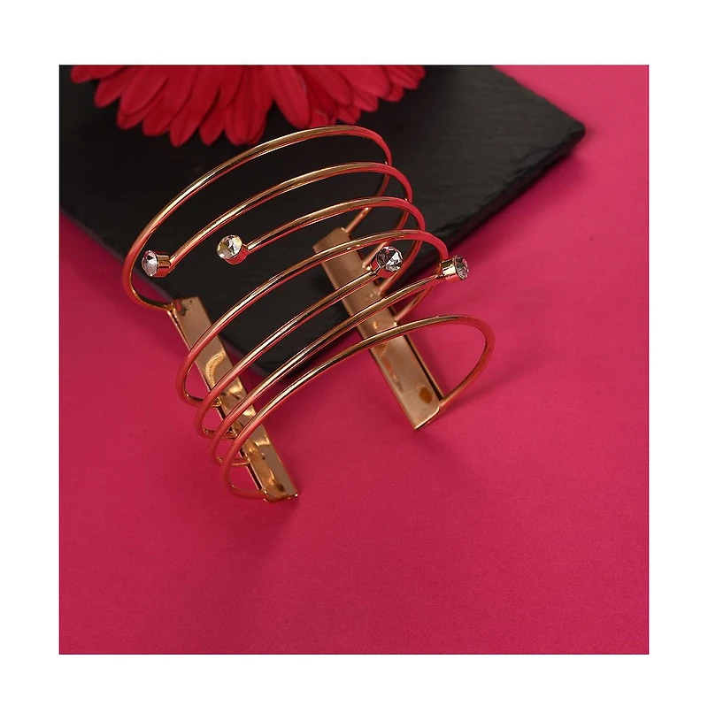 Sohi Women's Lined Stone Cuff Bracelet