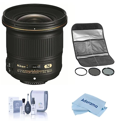 Nikon 20mm f/1.8G Ed Af-s Nikkor Lens, Bundle with Hoya 77mm Digital Filter Kit Ii (Uv/Cpl/ND8X), Cleaning Kit, Cleaning Cloth