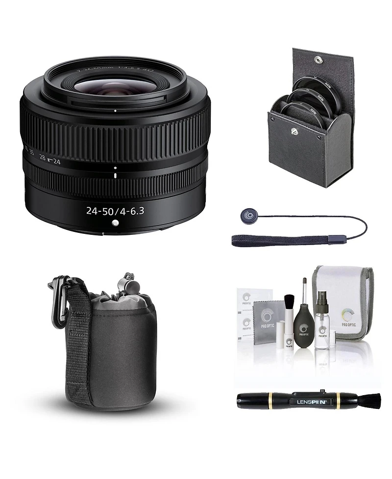 Nikon Nikkor Z 24-50mm f/4-6.3 Lens, Bundle with Bower 52mm Video Filter Kit, Lens Pouch, Lens Cleaner, Cleaning Kit, Universal Lens Cap Tether