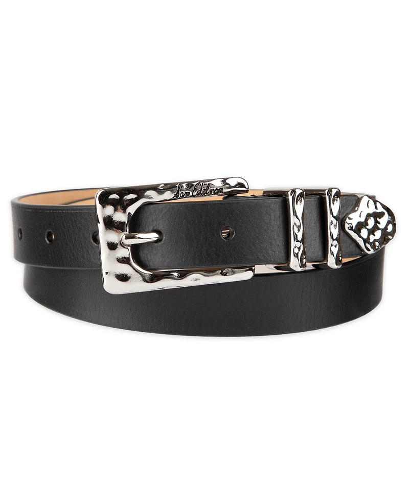 Sam Edelman Women's Hammered Metal Casual Leather Belt