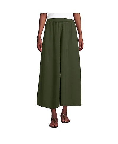 Lands' End Women's Creaseless High Rise Palazzo Crop Pants