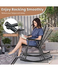 2 Pcs Patio Folding Rocking Chair Heavy-Duty Metal Frame Rockers Outdoor
