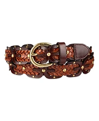 Sam Edelman Women's Western Double-e Link Braided Leather Belt
