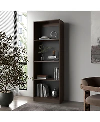 Bear Flat Bookcase with Open Storage and 4 Shelves ,Stained Walnut
