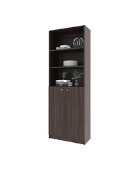 Beyerville Bookcase with Open Storage and 2 Doors, Stained Walnut