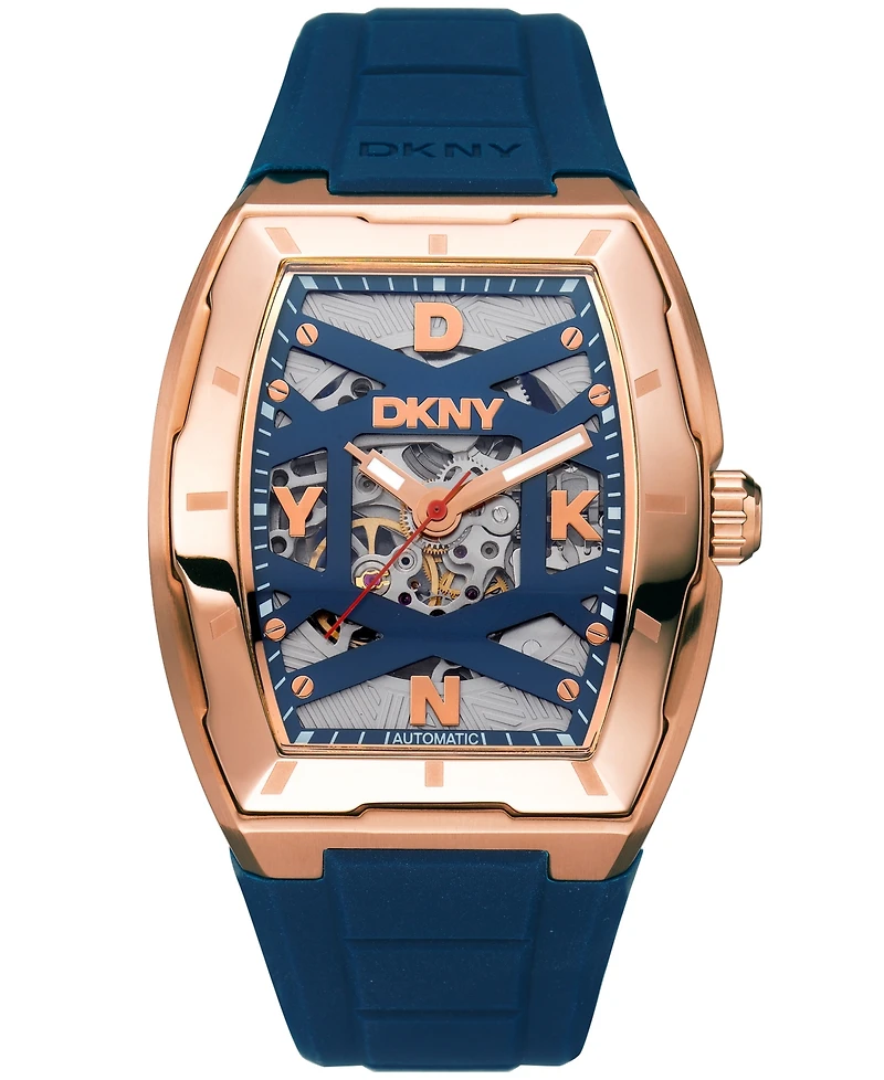Dkny Men's Urban Automatic Dark Blue Silicone Strap Watch, 51mm