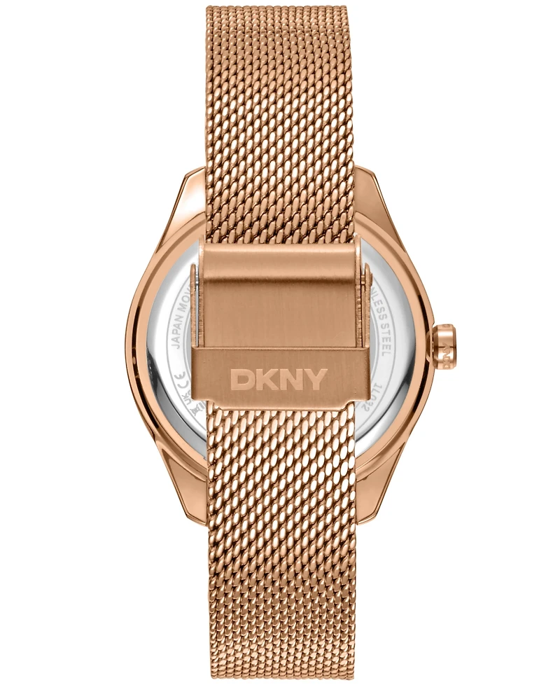Dkny Women's Astoria Logo Rose Gold-Tone Stainless Steel Bracelet Watch, 34mm