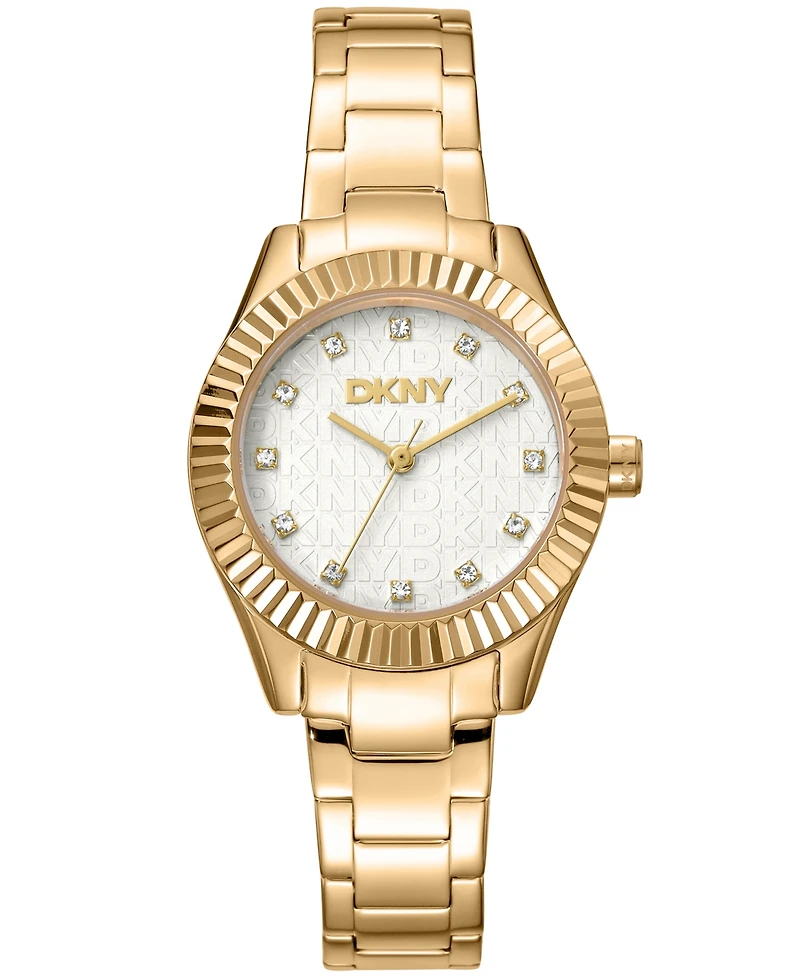Dkny Women's Chambers Glitz Gold-Tone Stainless Steel Bracelet Watch, 30mm