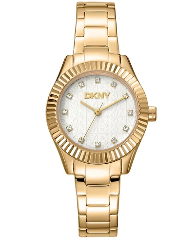 Dkny Women's Chambers Glitz Gold-Tone Stainless Steel Bracelet Watch, 30mm