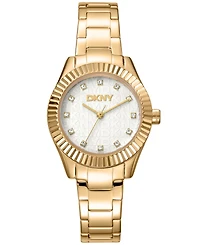 Dkny Women's Chambers Glitz Gold-Tone Stainless Steel Bracelet Watch, 30mm