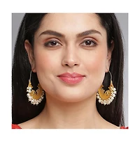 Sohi Women's Gold-Plated Stone Hoop Earrings