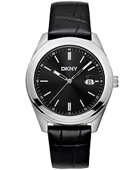 Dkny Men's Modernist Classics Dark Blue Leather Strap Watch, 40mm