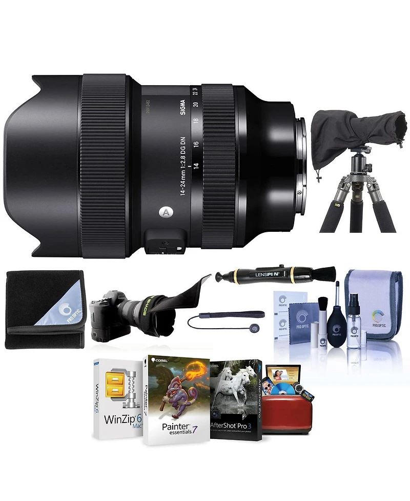 Sigma 14-24mm f/2.8 Dg Dn Art Lens for L Mount, Bundle with Mac Software Kit, RainCoat Rain Sleeve, Lens Wrap, Cleaning Kit, Flex Lens Shade, Lens Cap