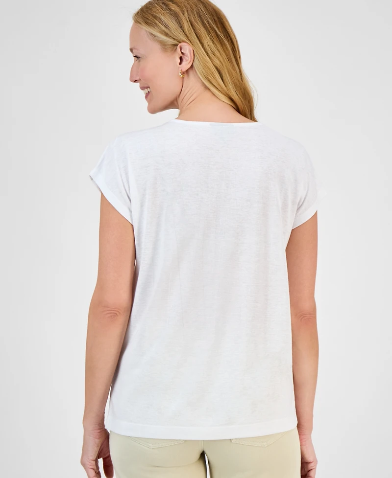 Style & Co Petite Lace-Trim Cap-Sleeve Top, Exclusively at Macy's