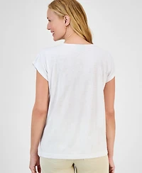 Style & Co Petite Lace-Trim Cap-Sleeve Top, Exclusively at Macy's