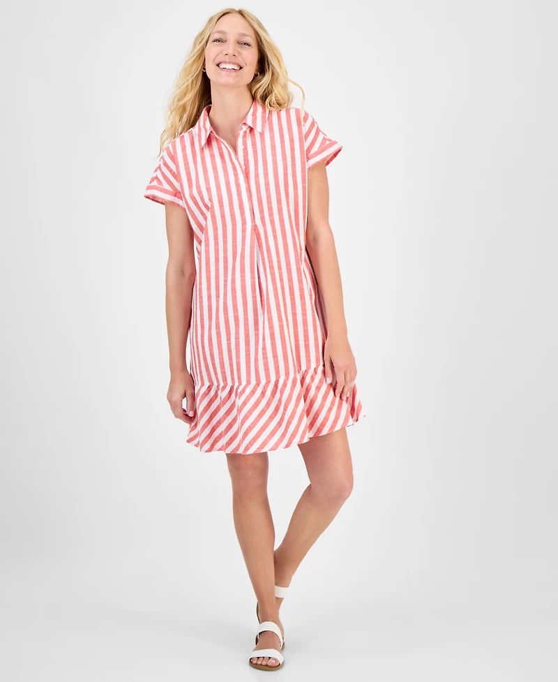 Style & Co Women's Cotton Short-Sleeve Shirtdress, Exclusively at Macy's
