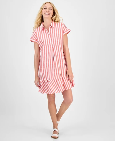 Style & Co Women's Cotton Short-Sleeve Shirtdress, Exclusively at Macy's